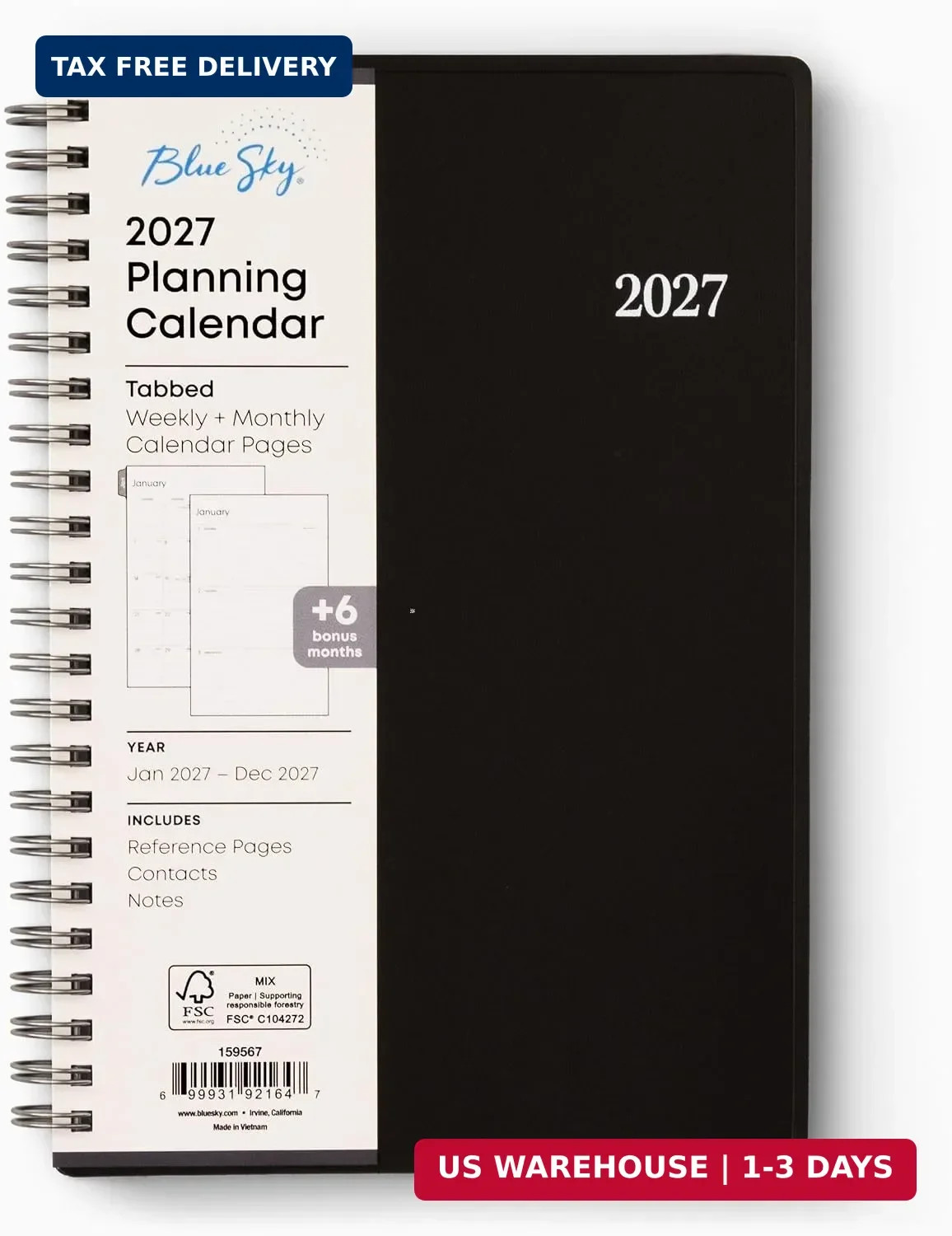 Blue Sky 2027 Weekly and Monthly Planner Calendar, Includes January 2027 - Decem