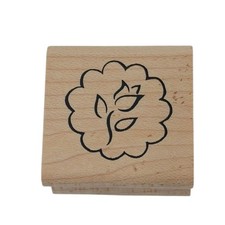 Denami Design Wood Mounted Rubber Stamp Tulip Flower Scalloped Border Spring