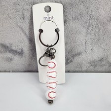 Sports Keychain - American Baseball painted spheres backpack bag charm accessory