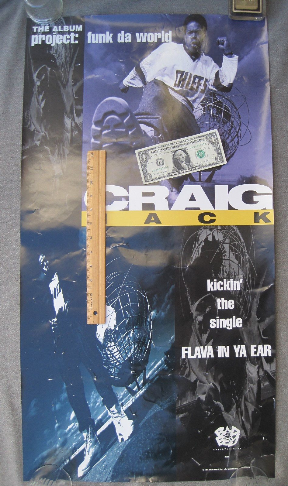 VINTAGE 1994 CRAIG MACK PROJECT: FUNK DA WORLD PROMO POSTER 18 x 34" RAP HIP-HOP