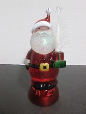Lighted Santa Claus Snow Swirl Glitter Globe 10" Tall Changing Colors