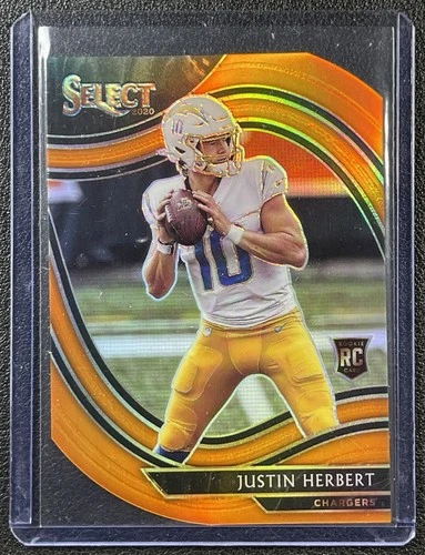 JUSTIN HERBERT 2020 PANINI SELECT #344 ORANGE PRIZM DIE CUT RC FIELD LEVEL SP