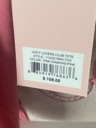 Bolso de Mano Juicy Couture Lovers Club Daydreamer Rosa Diamante Rosa Terry Charm NUEVO - Imagen 5 de 19