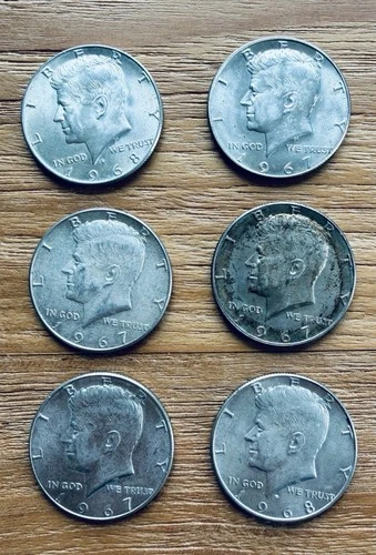 1967 1968 Kennedy Half Dollar 40% Silver Lot of 6 Circulated