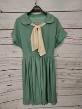Lindy Bop - Mint Green Dress - Cream Bow Accent - Retro - Women's Size 10