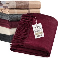 100 Cashmere Throw Blanket with Fringe 60 x 54 Inch Super Soft Warm for Home...