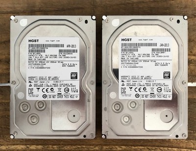 Zwei Hitachi HGST 4TB 7,2K SATA 6G 3,5'' LFF HDD HDS724040ALE640 0F14681