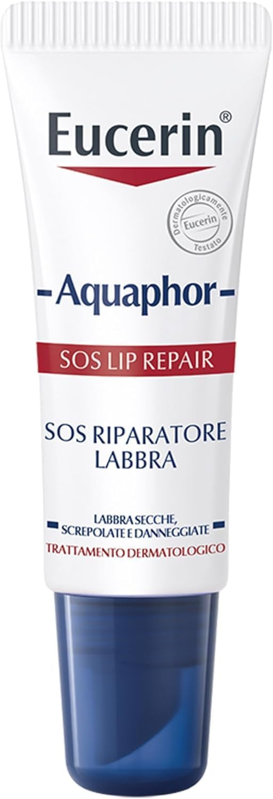 Eucerin Aquaphor SOS Riparatore Labbra 10 G, Balsamo Labbra per Cura E Sollievo