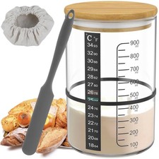 Large Sourdough Starter Jar Glass 900ml Capacity Sourdough Jar Wide Mouth wit...