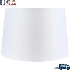 Basic White Linen Lamp Shade Replacement No Harp Finial Easy Fit Clean Lines New