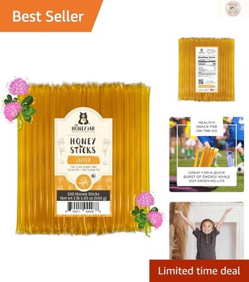 100 Count Pure Clover Honey Straws - Natural Sweetener for Tea & Coffee