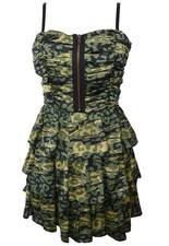FOREVER 21 Twist Cheetah Camouflage Tiered Ruffle Dress (Size M)