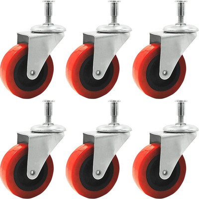 6 Pack 2'' Low Profile Swivel Casters for Creepers & Service Carts