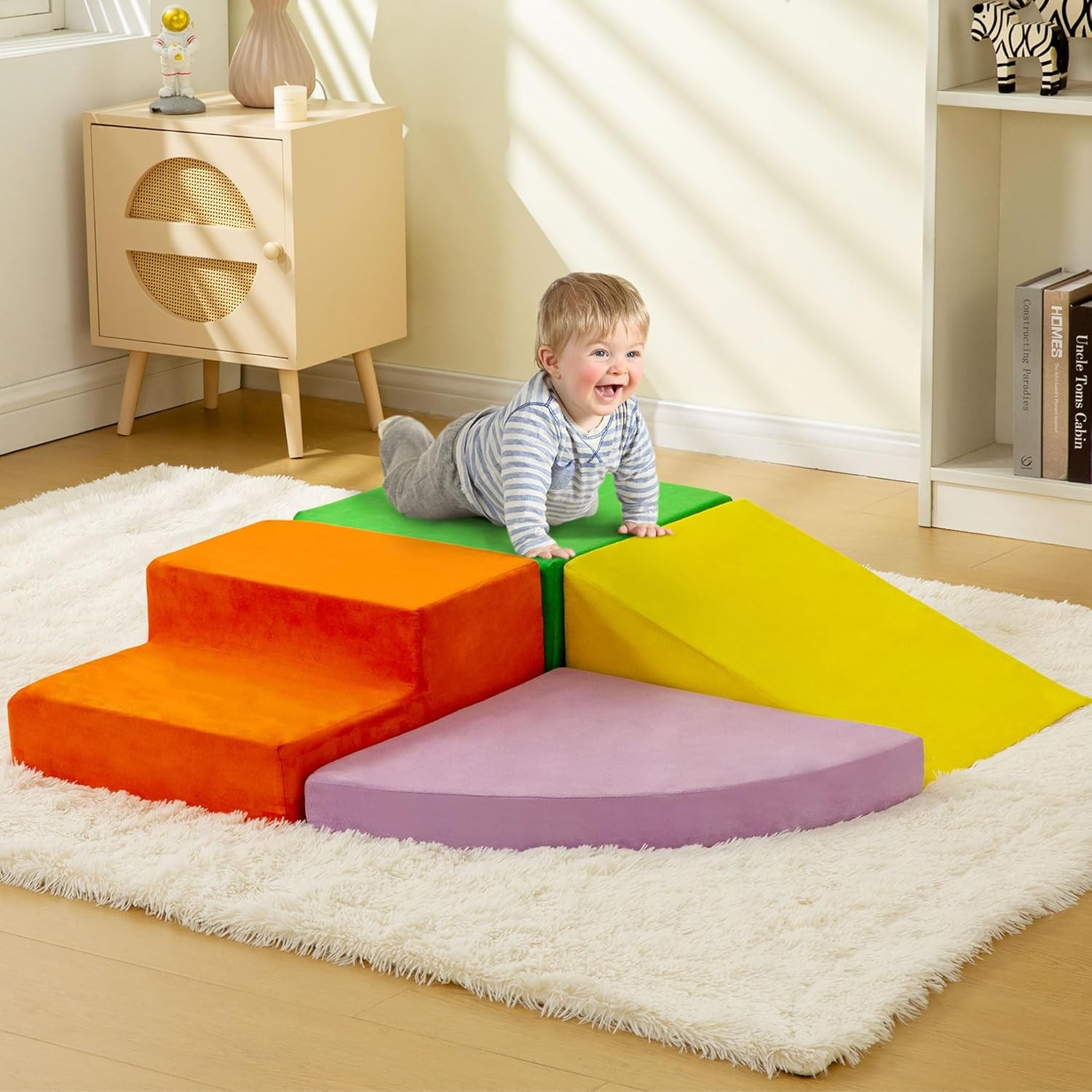 4PCS Climb & Crawl Foam Block Play Set,Toddler Modular Foam Climbing Blocks,I...