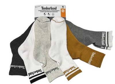 Timberland 6-Pair Men's Performance Cushioned High QTR  Socks  Assorted 5026