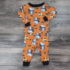 Snoopy Halloween Toddler Unisex Size 12M Snuggle Pajama Set Peanuts Orange AOP