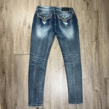 Miss Me Signature Skinny Jeans Women's 29x31 Faded Marbling JP7298SR Blue