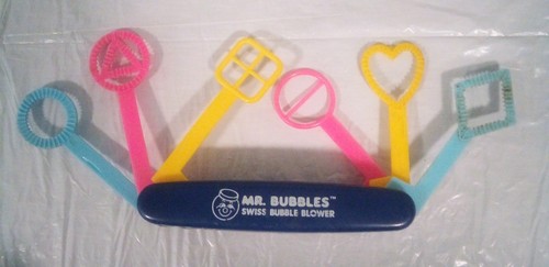 Mr Bubbles Swiss Knife Bubble Blower 6 Different Shaped Wands Vintage