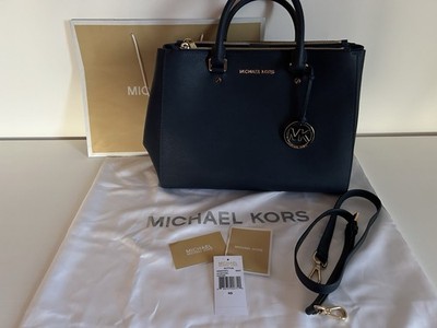 Original Michael Kors Tasche Modell Sutton, LG 30S4GTVS7L, Navy/ Gold