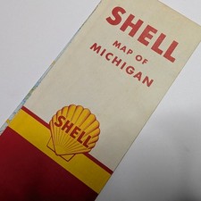 1958 Michigan Shell Road Map H.M. Gousha Gas ...