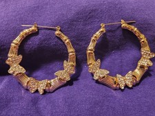 Elegant Butterfly Hoop Earrings, Plated, Lightweight, Fashionable