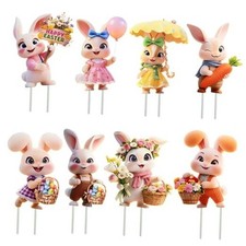 8 PCS Happy Easter Decorations outdoor  Waterproof Bunny Decorations, Colorful