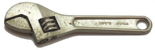 Boy's 2 3/4" Pocket Key Chain Crescent Adjustable Wrench Made in Japan Used
