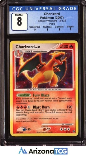 Pokemon 2007 Charizard 3/132 Holo Secret Wonders CGC 8