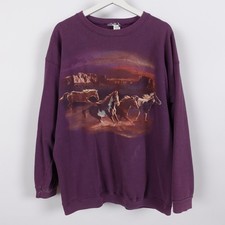 Vintage 90s Wild Horses West Sweatshirt Southwest Size XL Made in USA Mustangs