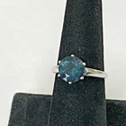 Vintage 925 Sterling Silver London Blue Topaz filigree Ring Size 7.25 2.99grams