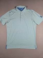 Johnnie-O Men s Performance Striped Polo Shirt UPF 50 Turquoise Size Large