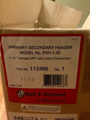 Bell & Gossett Primary Secondary Header, Model#PSH-1.25, Part# 112466