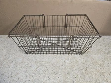 Vintage Metal Wire Steel Shopping / Farm / Decor Basket 10W X 18L X 8T  