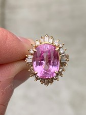 18ct gold diamond pink sapphire cluster ring vintage 8.7 grams