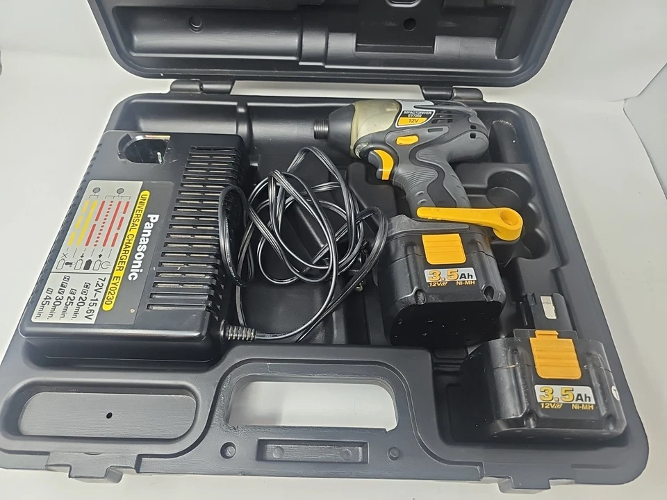 Kit de driver de impacto Panasonic EY7202 12V 3.5Ah NiMH bateria e carregador na caixa - Imagem 2 de 4