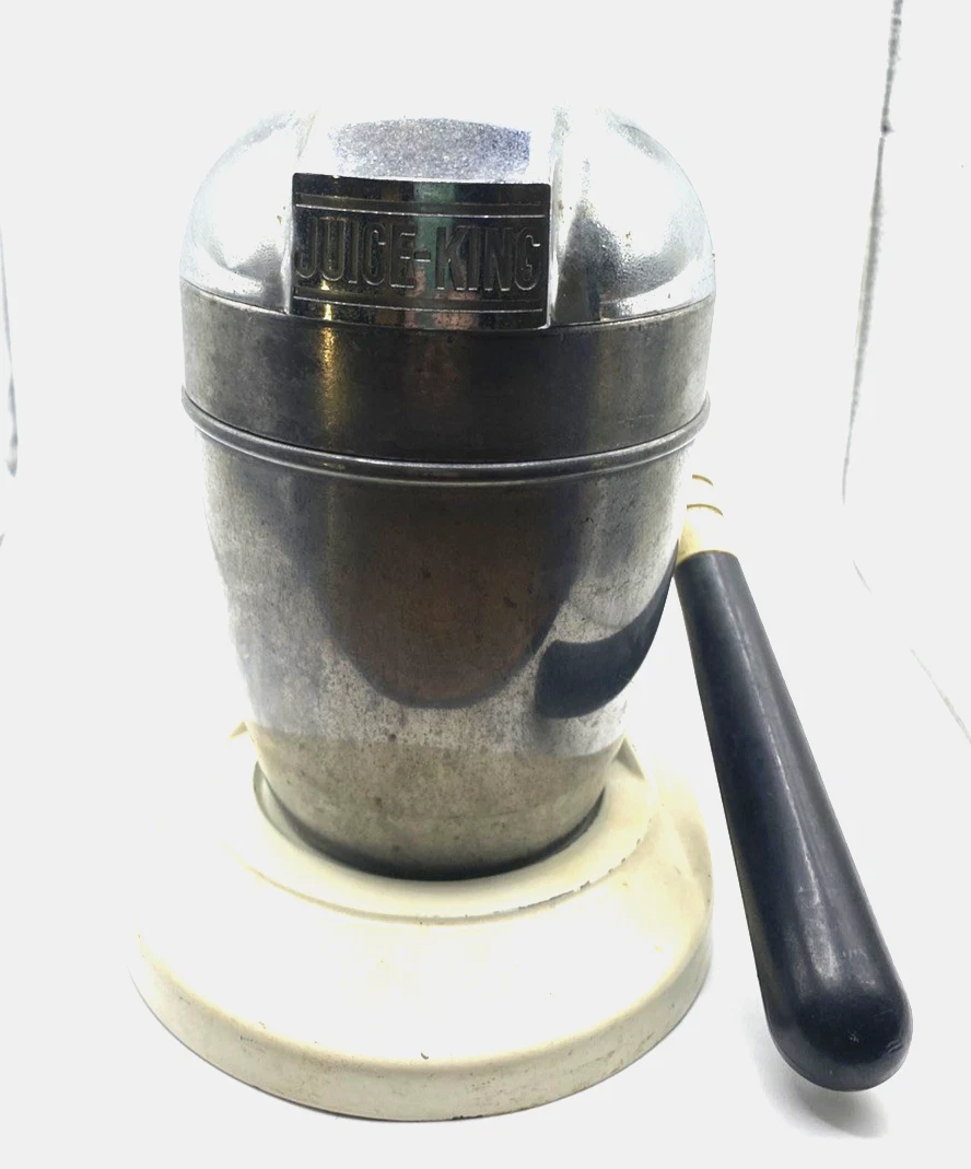 Vintage 50's Almond/Chrome JUICE KING Counter Top Manual Citrus Juice Press