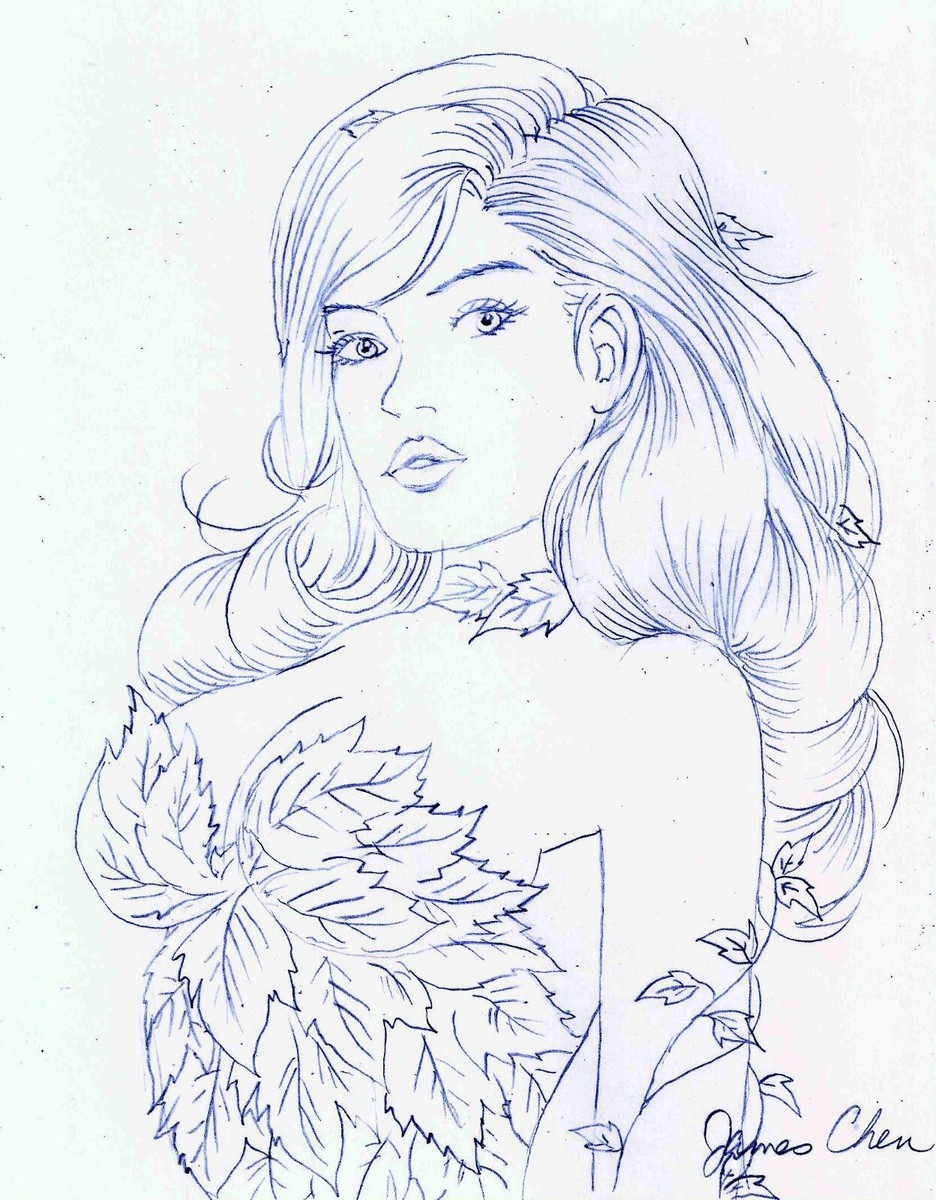 POISON IVY ORIGINAL COMIC ART PENCIL SKETCH 2 ON CARD STOCK | eBay