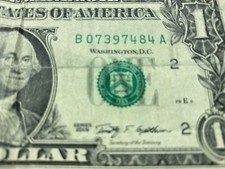 Green Seal Off Center Misaligned $1 One Dollar Circulated (As Is)