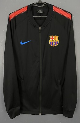 Nike FC Barcelona ジャージ 黒 M MEN'S NIKE FC BARCELONA 2017/2018 TRACK JACKET TRAINING