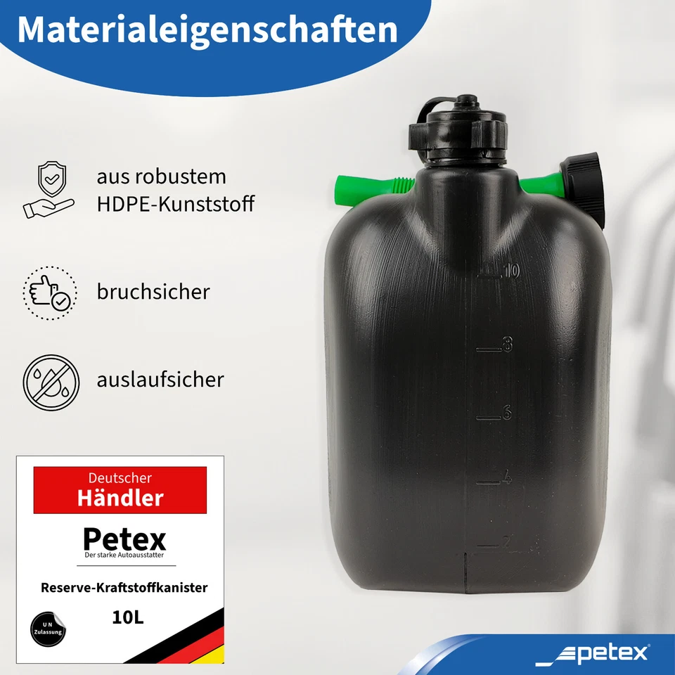 Reserve-Kraftstoff-Kanister 10 Liter mit UN Zulassung Benzin Diesel | PETEX - Bild 2 von 4