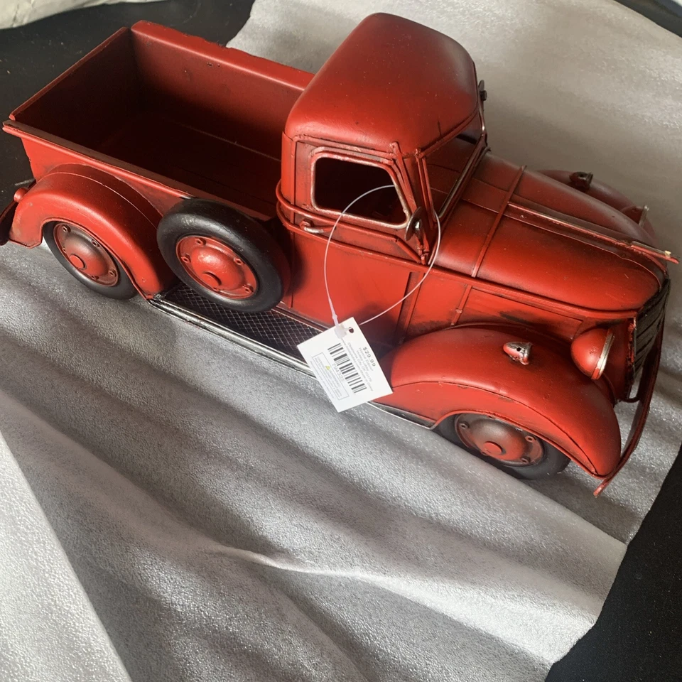 Camión de granja clásico americano de metal vintage rojo 12" X 6”x6” decoración rústica rural Foto 2 de 4