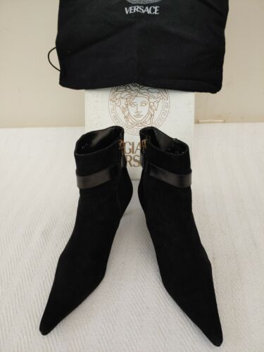 GIANNI VERSACE Made in Italy,Black Suede,Kitten H… - image 1