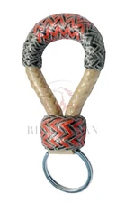 Key chain Handmade Braided 16 Plaits Natural Cow Rawhide & Black Knot Key chain