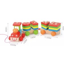 Trenino in Legno per Bambini Treno Colorato con Costruzioni Gioco Montessori