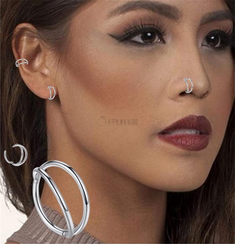 1pc 8MM Unisex Hoop Nose Septum Ring Lip Ear Piercing Surgical Stainless Steel - Picture 63 of 72