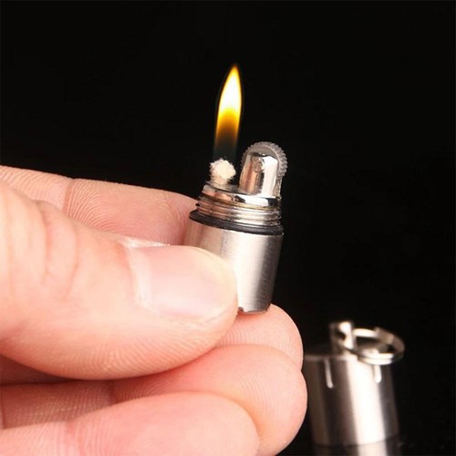 Mini Compact Kerosene Lighter Key Chain Capsule Gasoline Inflated Keychain Gifts - Picture 8 of 28