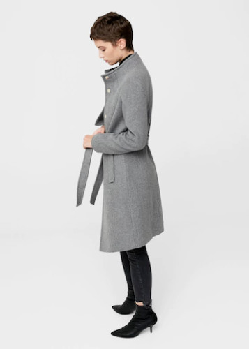 Mango Belted Wool Coat Grey Size Medium UK 10 rrp £139.99 DH8 OO 04 image 5