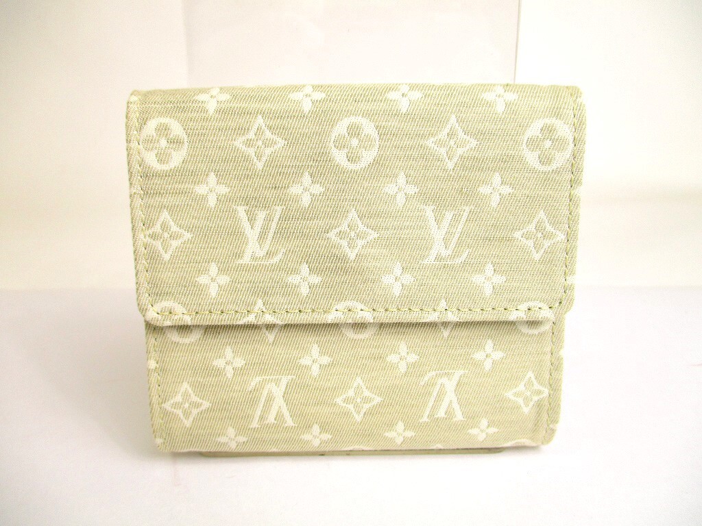 Auth LOUIS VUITTON Monogram Mini Lin White Canvas Brifold