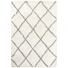 2' X 3' Ivory And Gray Geometric Lattice Scatter Rug