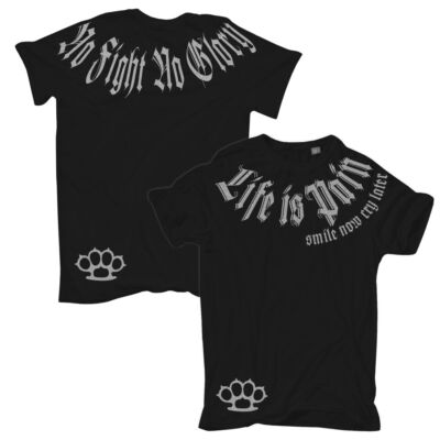 TShirt Smile now cry later SILBER Schlagring altdeutsch silver hater S bis 10XL